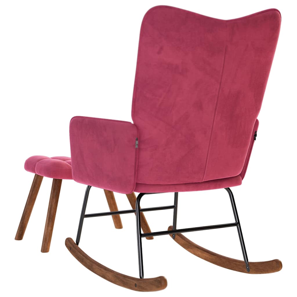 vidaXL Scaun balansoar cu scaun Wine Red Velvet vidaXL Scaun balansoar cu scaun Wine Red Velvet