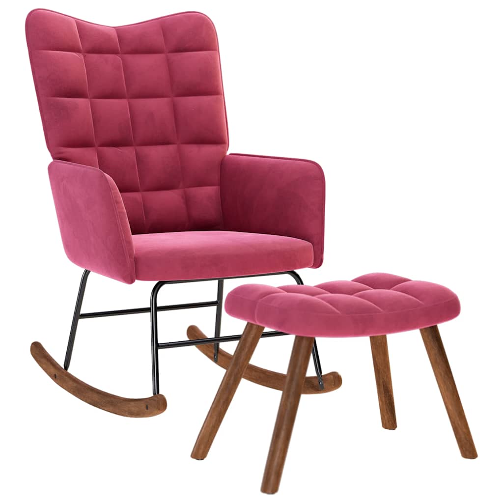 vidaXL Scaun balansoar cu scaun Wine Red Velvet vidaXL Scaun balansoar cu scaun Wine Red Velvet