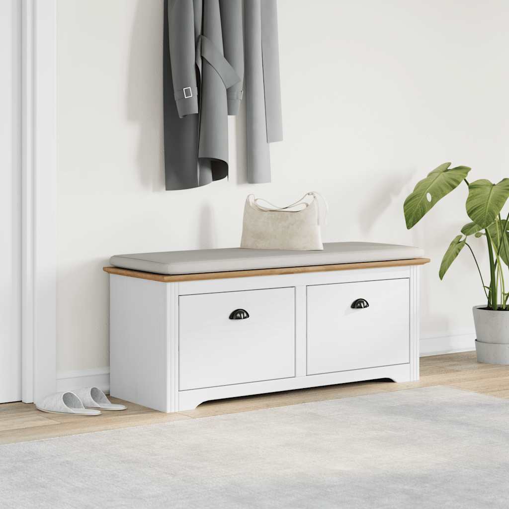 vidaXL Bancă pentru hol „BODO” albă și maro 114x40x45 cm