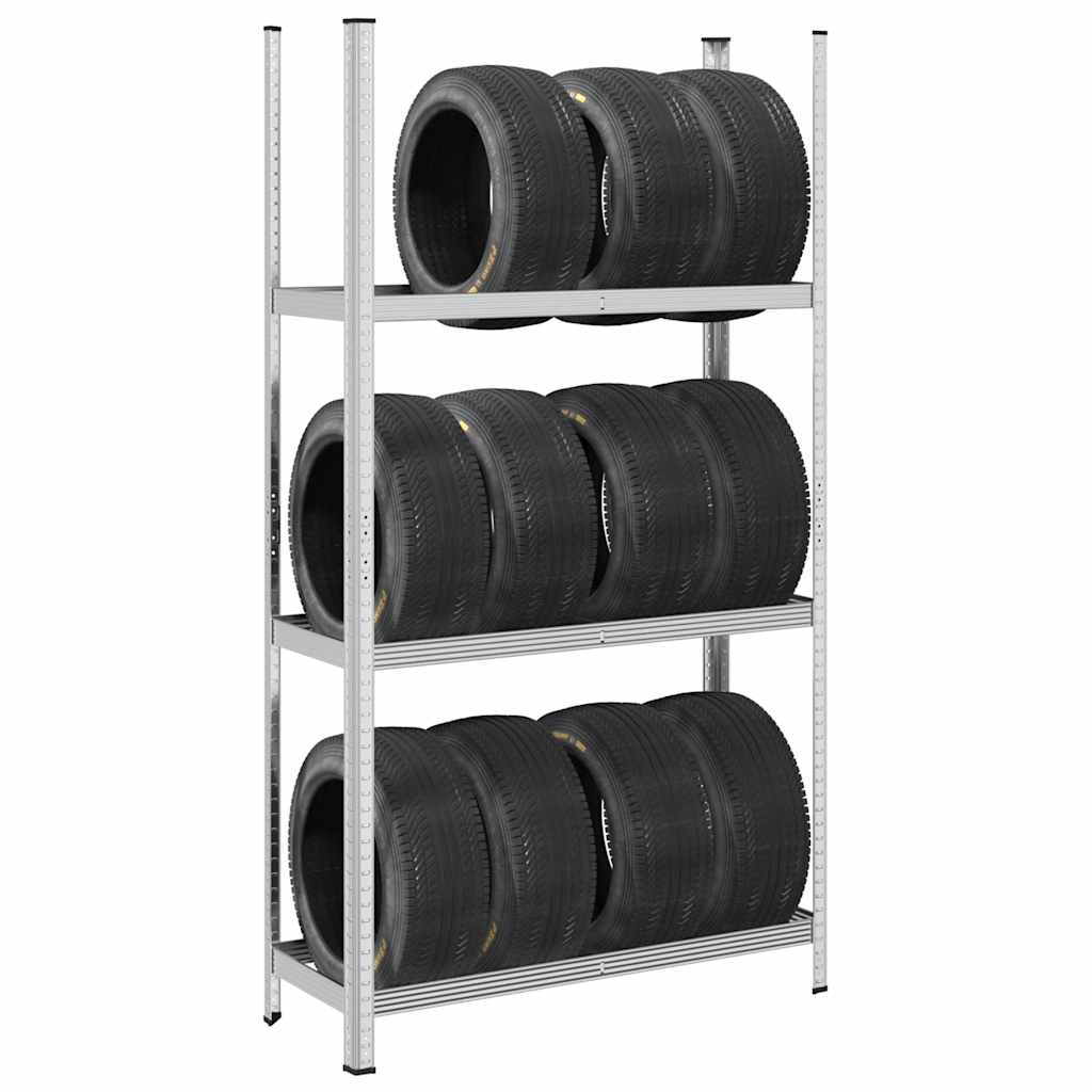 vidaXL Raft pentru anvelope cu 3 straturi, argintiu 110x40x200 cm oțel vidaXL Raft pentru anvelope cu 3 straturi, argintiu 110x40x200 cm oțel