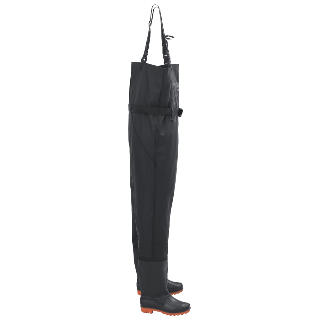 vidaXL Salopetă cu pieptar, cizme și curea, negru, mărimea 40