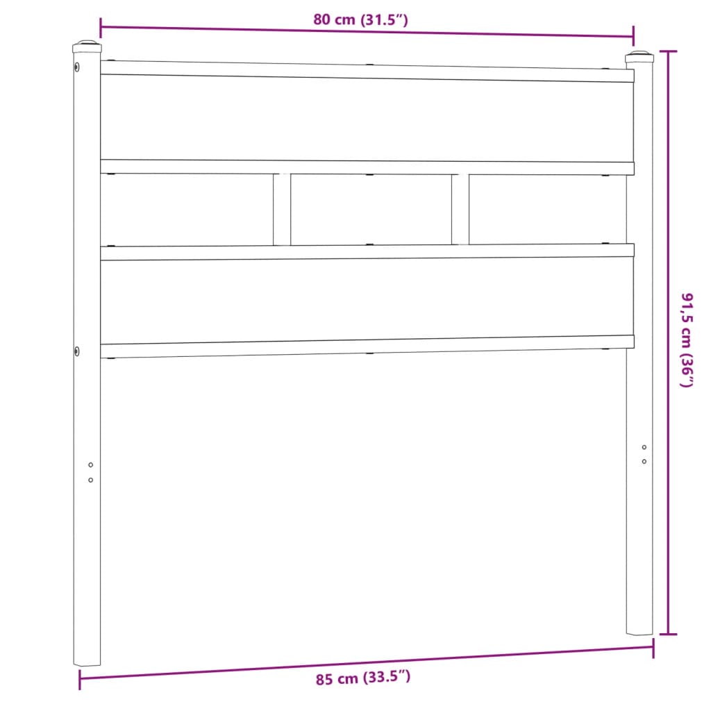 vidaXL Tăblie de pat, stejar sonoma, 80 cm, fier și lemn prelucrat vidaXL Tăblie de pat, stejar sonoma, 80 cm, fier și lemn prelucrat