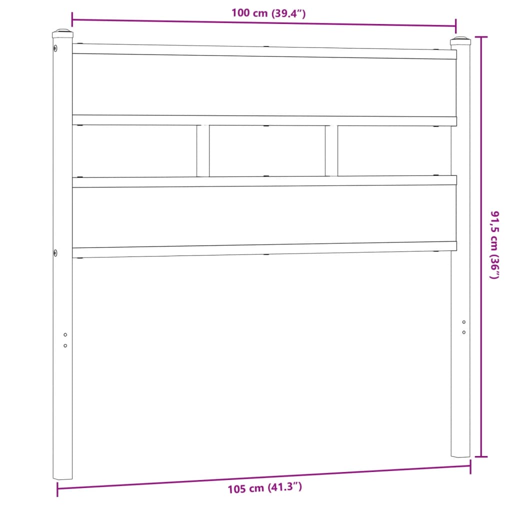 vidaXL Tăblie de pat, stejar sonoma, 100 cm, fier și lemn prelucrat