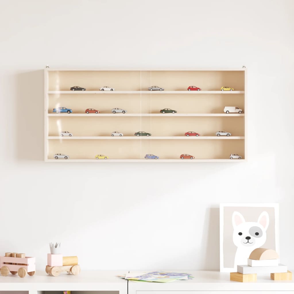 vidaXL Vitrina de colecție din lemn cu uși 80x8,5x37 cm vidaXL Vitrina de colecție din lemn cu uși 80x8,5x37 cm