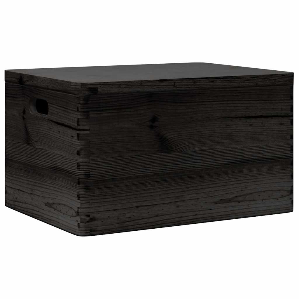 vidaXL Cutie din lemn cu capac și mânere negru lemn masiv de pin vidaXL Cutie din lemn cu capac și mânere negru lemn masiv de pin