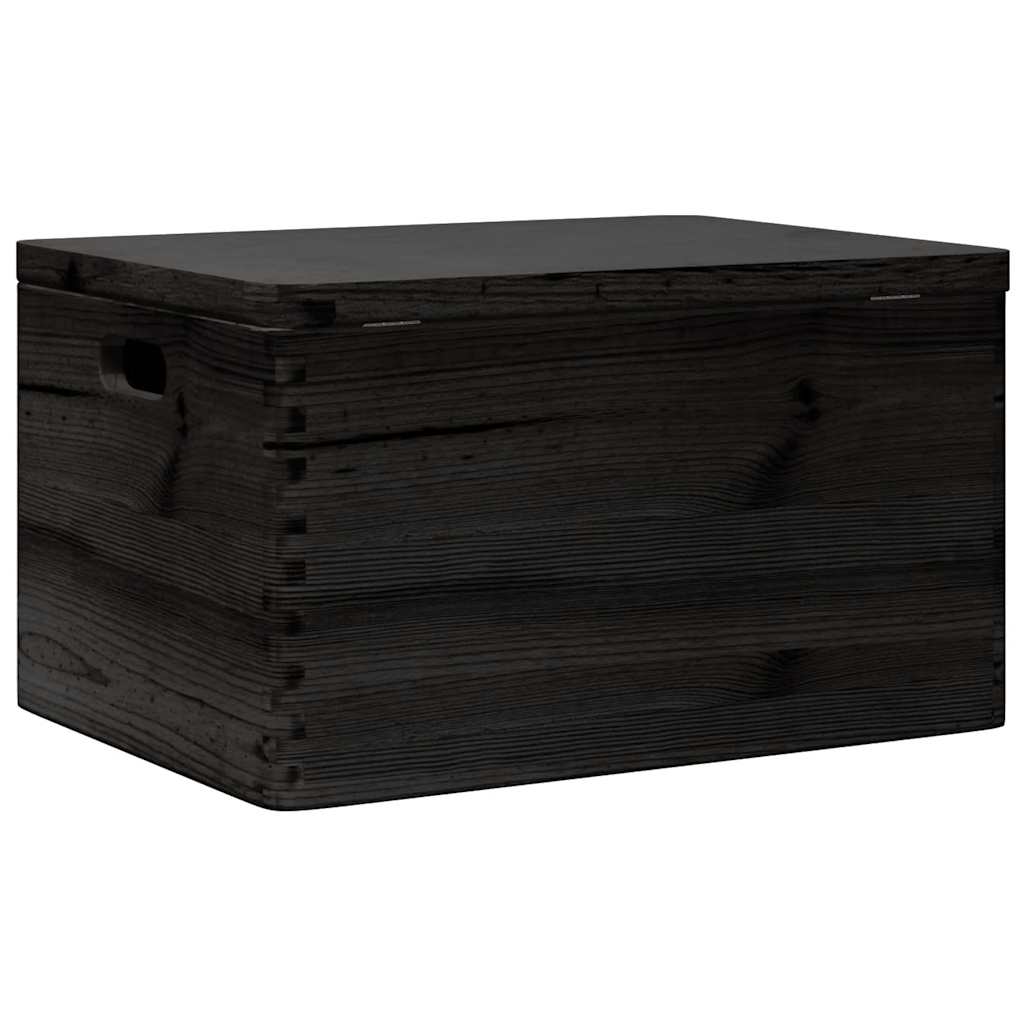 vidaXL Cutie din lemn cu capac și mânere negru lemn masiv de pin vidaXL Cutie din lemn cu capac și mânere negru lemn masiv de pin
