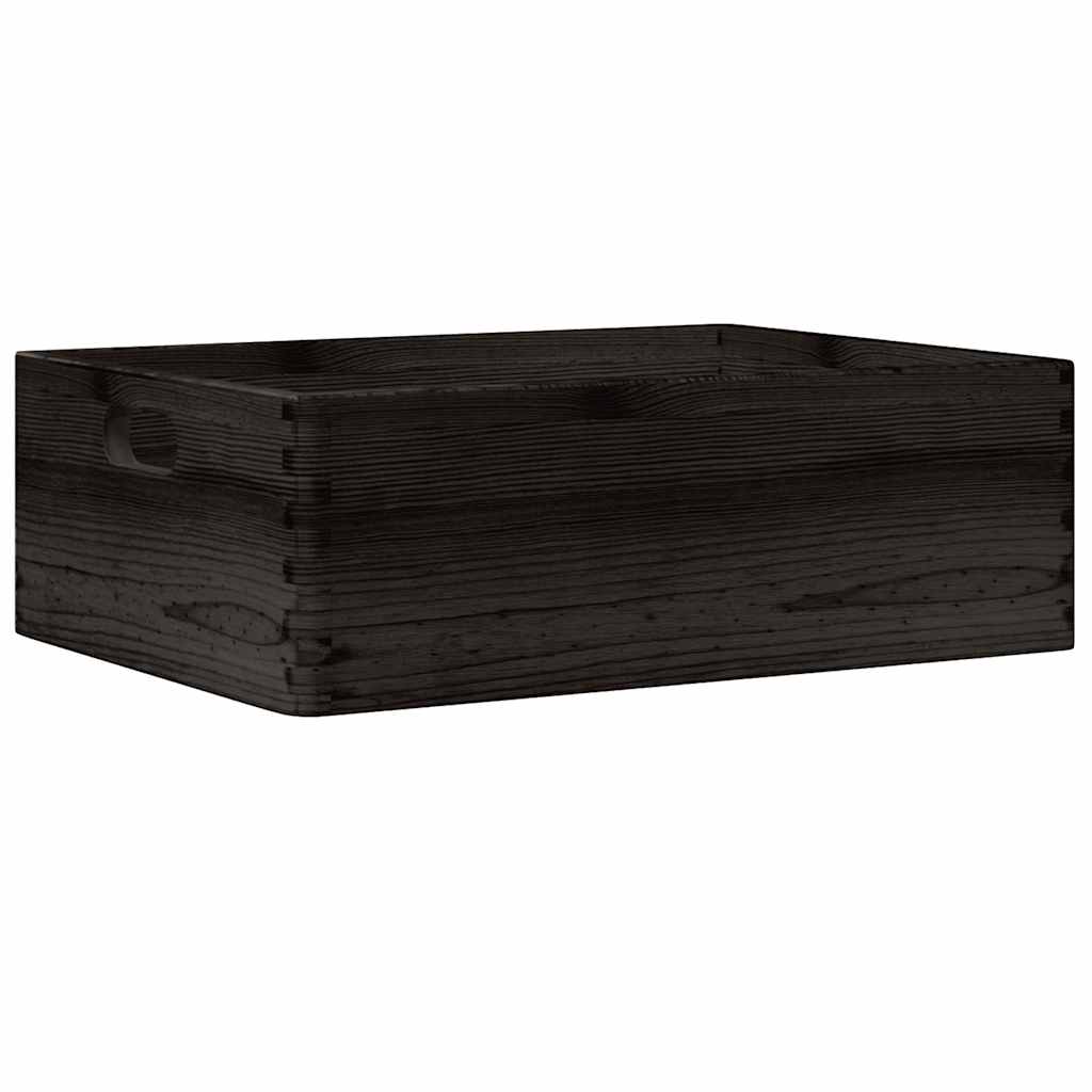 vidaXL Cutie din lemn cu mânere negru 40x30x13 cm lemn masiv de pin