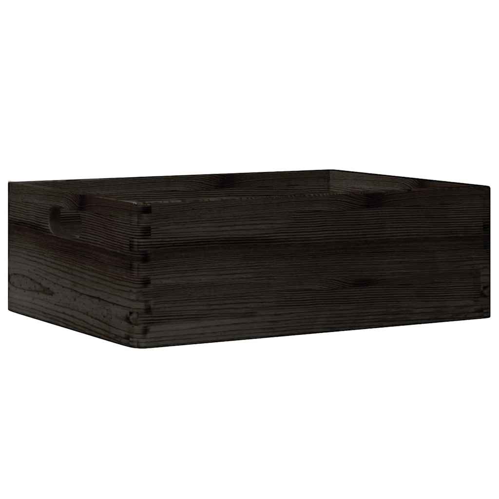 vidaXL Cutie din lemn cu mânere negru 40x30x13 cm lemn masiv de pin