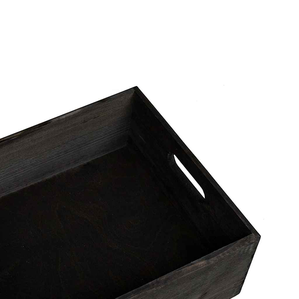 vidaXL Cutie din lemn cu mânere negru 40x30x13 cm lemn masiv de pin