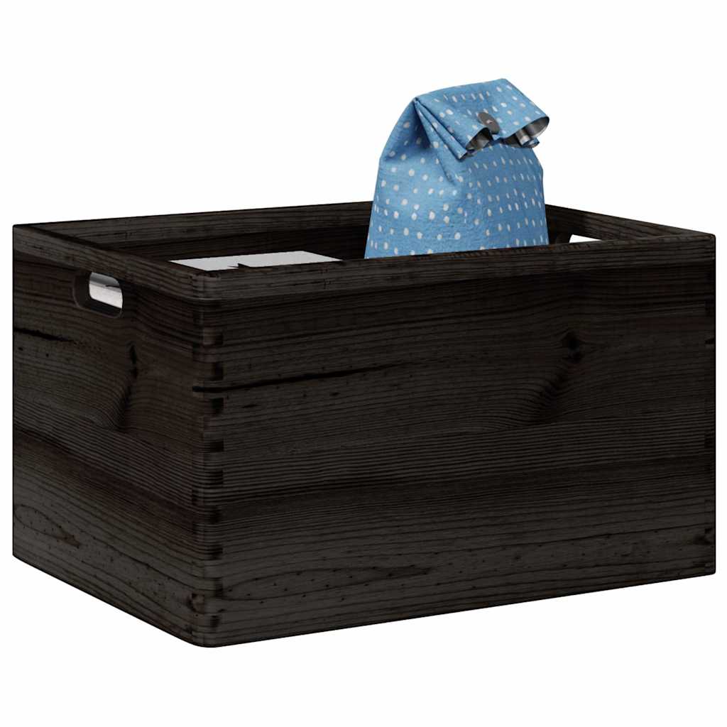 vidaXL Cutie din lemn cu mânere negru 40x30x23 cm lemn masiv de pin vidaXL Cutie din lemn cu mânere negru 40x30x23 cm lemn masiv de pin