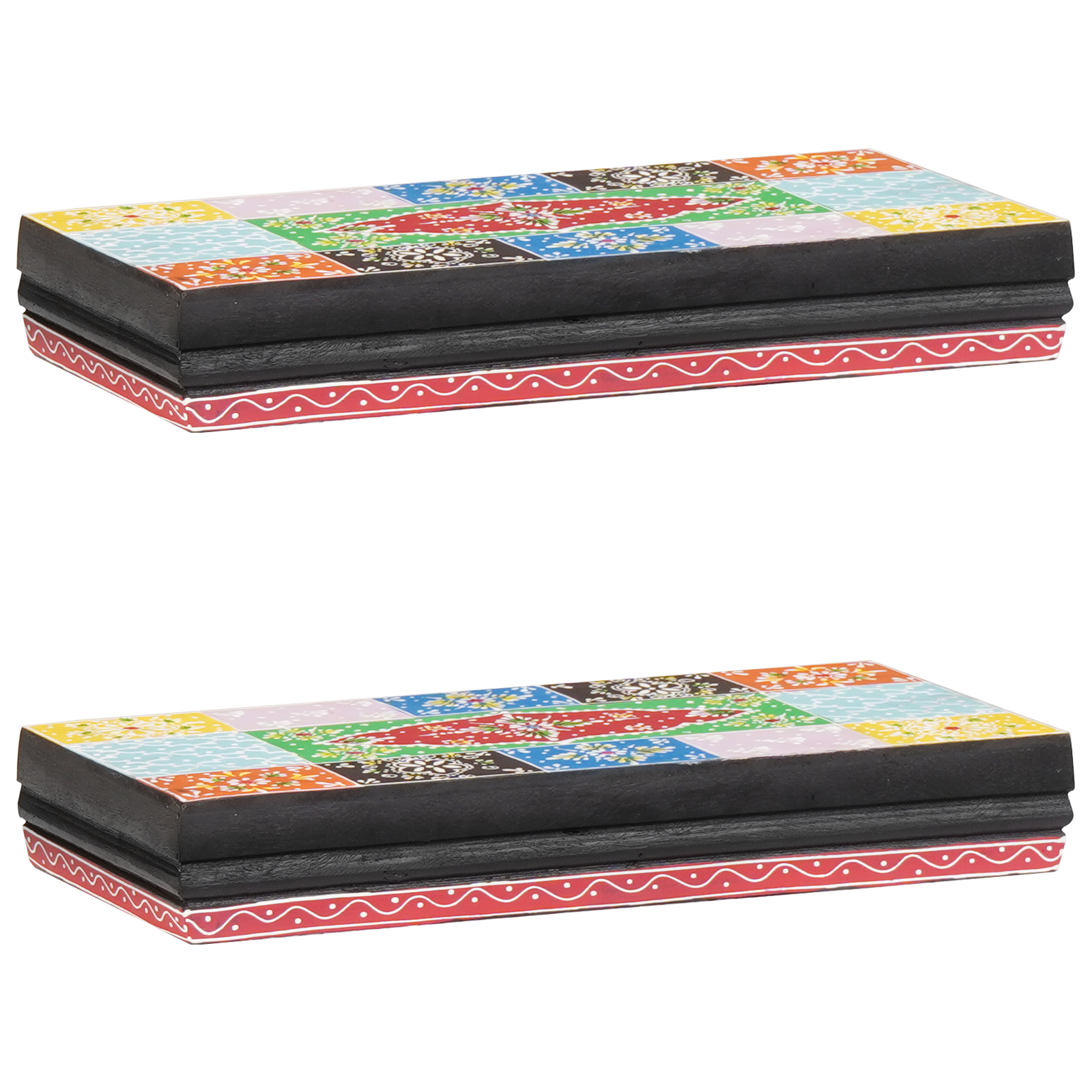vidaXL Rafturi de perete cu raft 2 pcs Multicolour 40 x 20 x 6 cm vidaXL Rafturi de perete cu raft 2 pcs Multicolour 40 x 20 x 6 cm