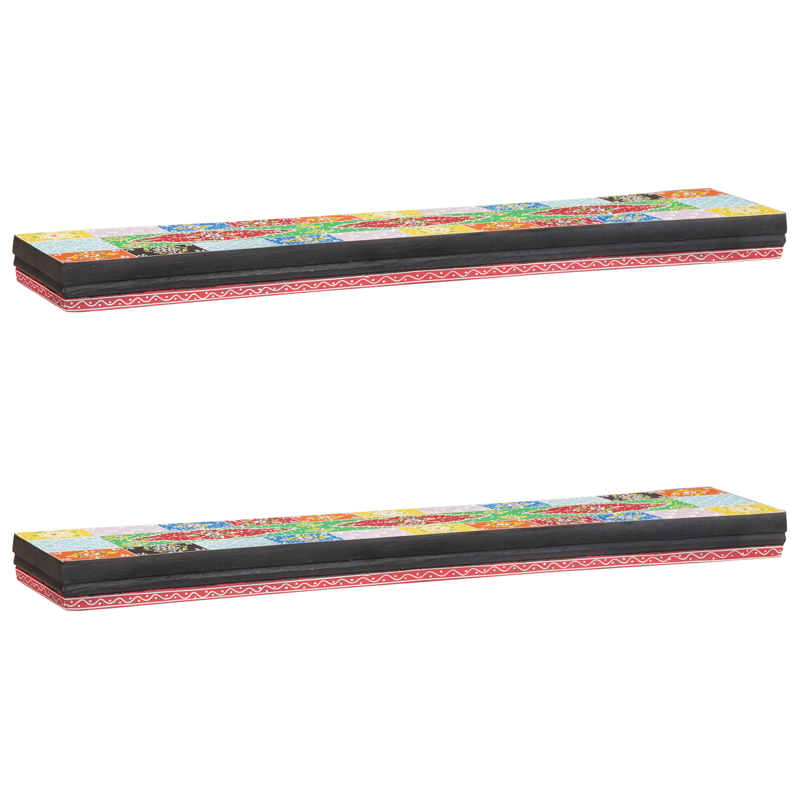 vidaXL Rafturi de perete cu raft 2 pcs Multicolour 100 x 20 x 6 cm vidaXL Rafturi de perete cu raft 2 pcs Multicolour 100 x 20 x 6 cm