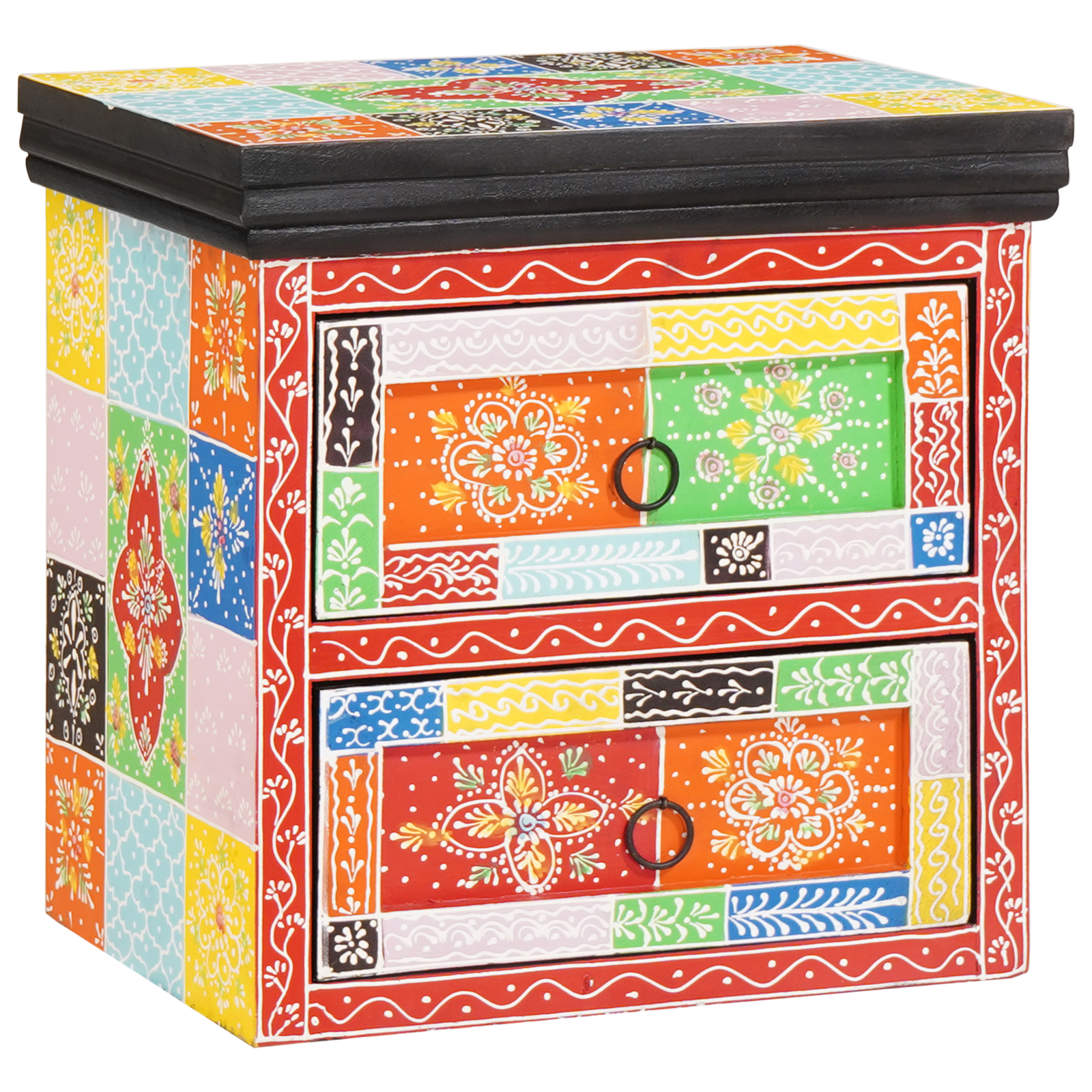 vidaXL Dulap de noapte Multicolour 40 x 30 x 40 cm Lemn masiv de mango