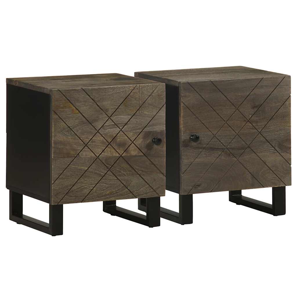 vidaXL Noptiere, 2 buc., negru, 40x33x46 cm, lemn masiv de mango vidaXL Noptiere, 2 buc., negru, 40x33x46 cm, lemn masiv de mango