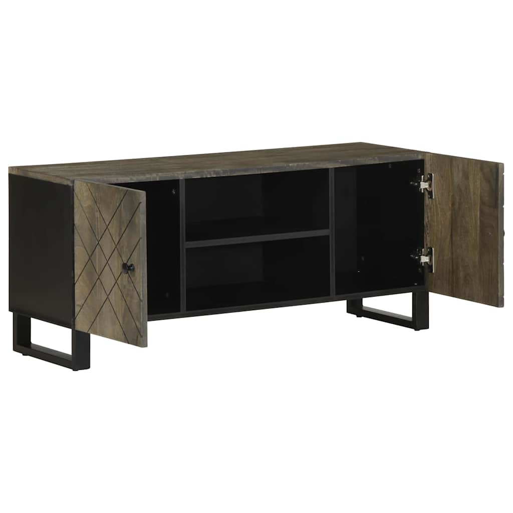 vidaXL Comodă TV, negru, 105x33x46 cm, lemn masiv de mango