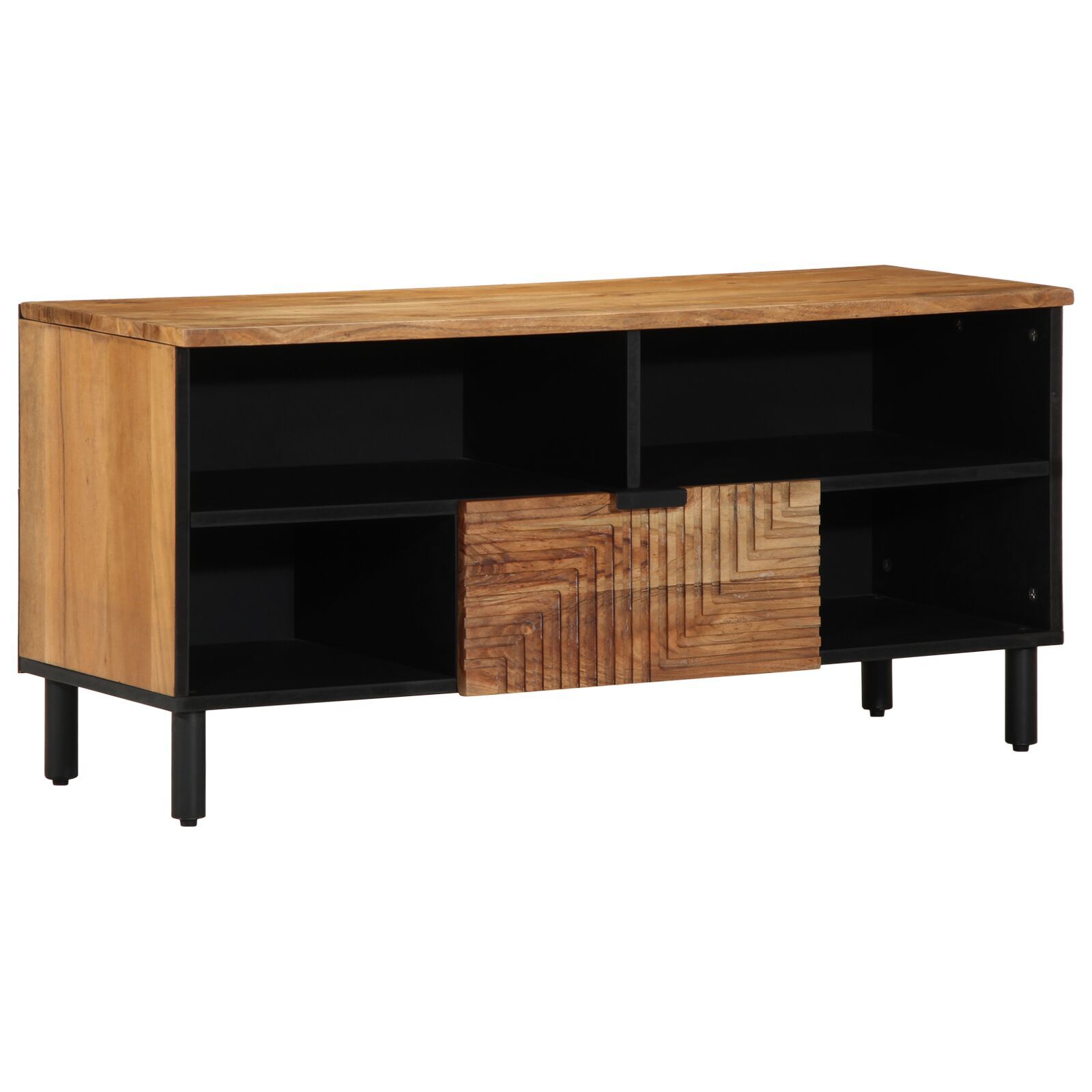 vidaXL Cabinet TV cu raft Maro 100 x 33.5 x 46 cm Lemn masiv de acacia vidaXL Cabinet TV cu raft Maro 100 x 33.5 x 46 cm Lemn masiv de acacia