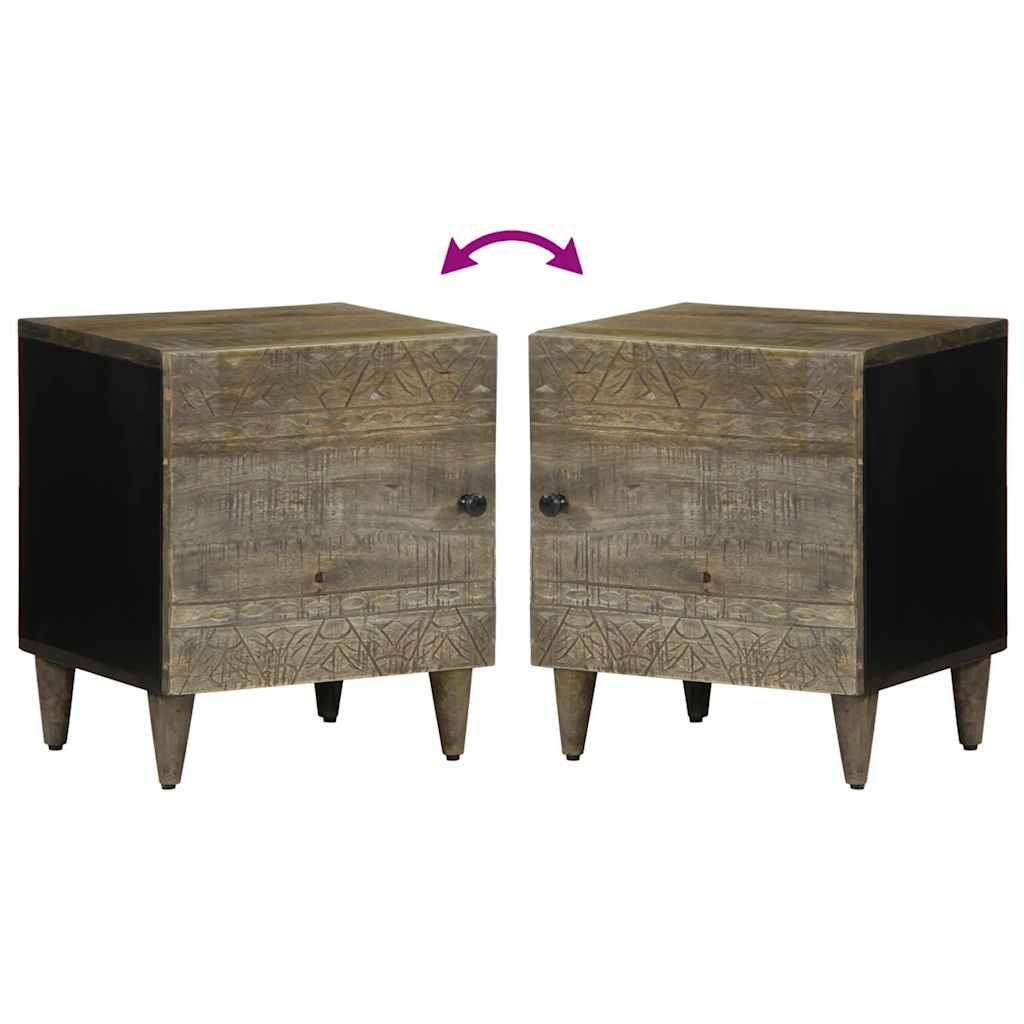 vidaXL Noptiere 2 buc Gri deschis 40x33x46 cm Lemn masiv de mango