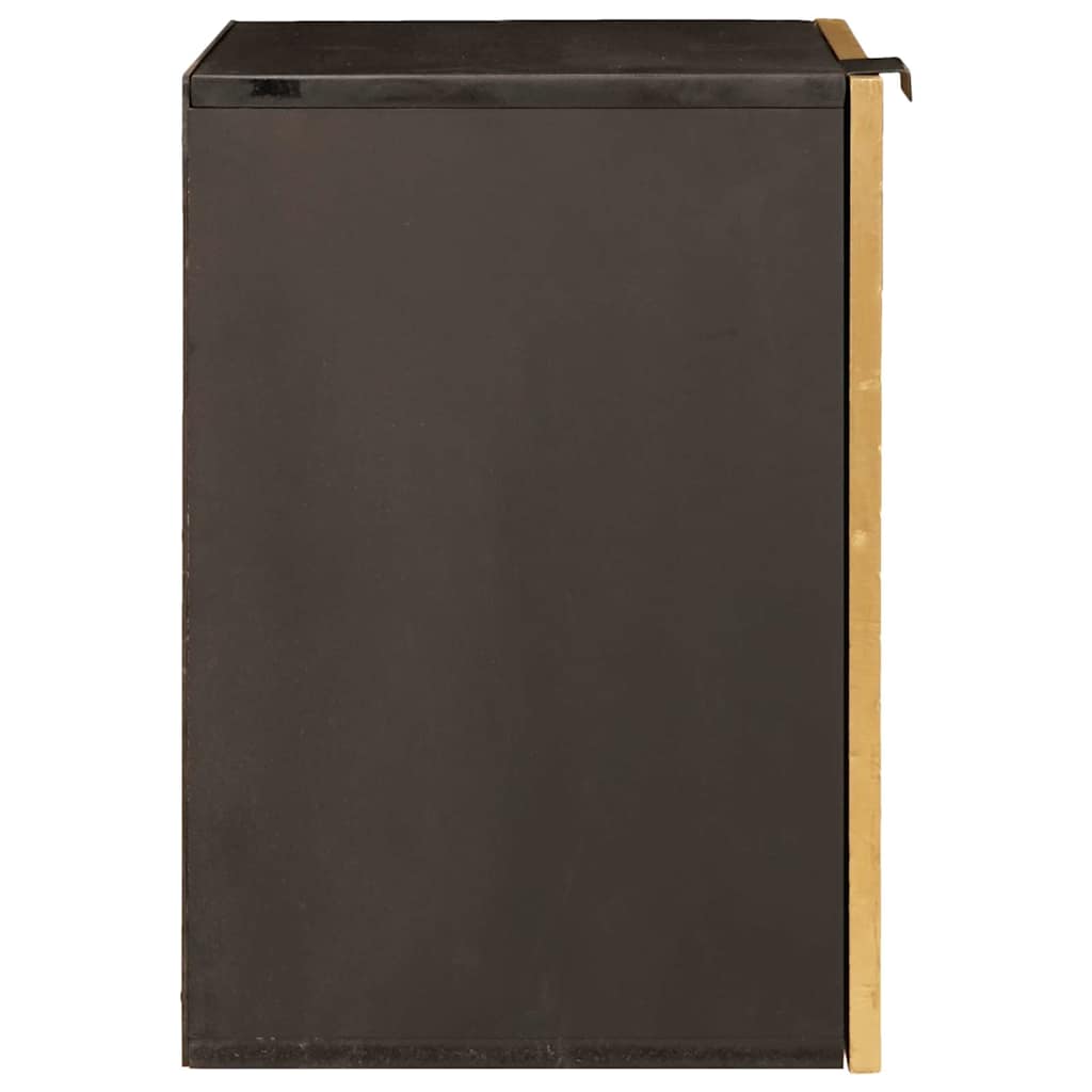 vidaXL Dulap de Baie Negru și Aur 38 x 33 x 48 cm Lemn de mango solid