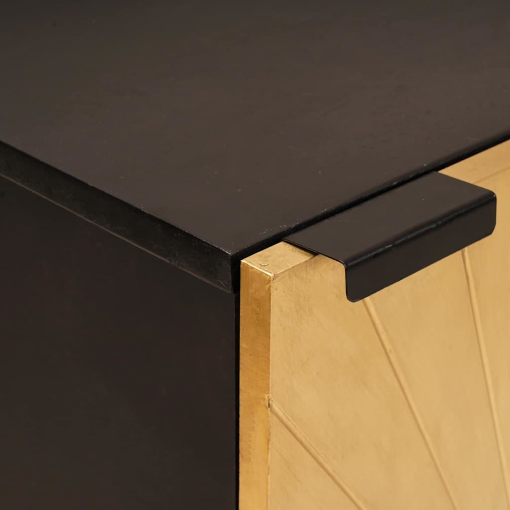 vidaXL Bufet cu raft Negru și Aur 40 x 33 x 75 cm Lemn masiv de mango