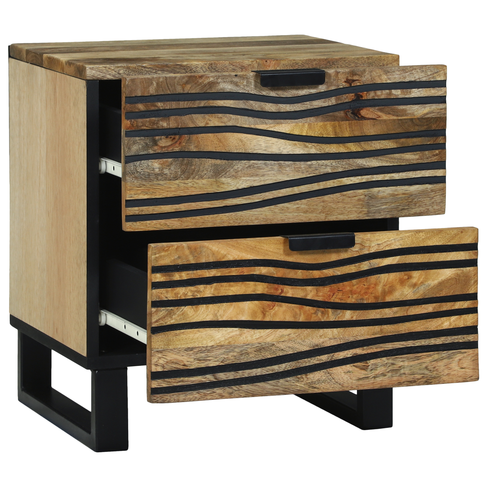 vidaXL Cabinet de noptieră 40x33.5x46 cm din lemn masiv de mango și lemn ingineresc vidaXL Cabinet de noptieră 40x33.5x46 cm din lemn masiv de mango și lemn ingineresc