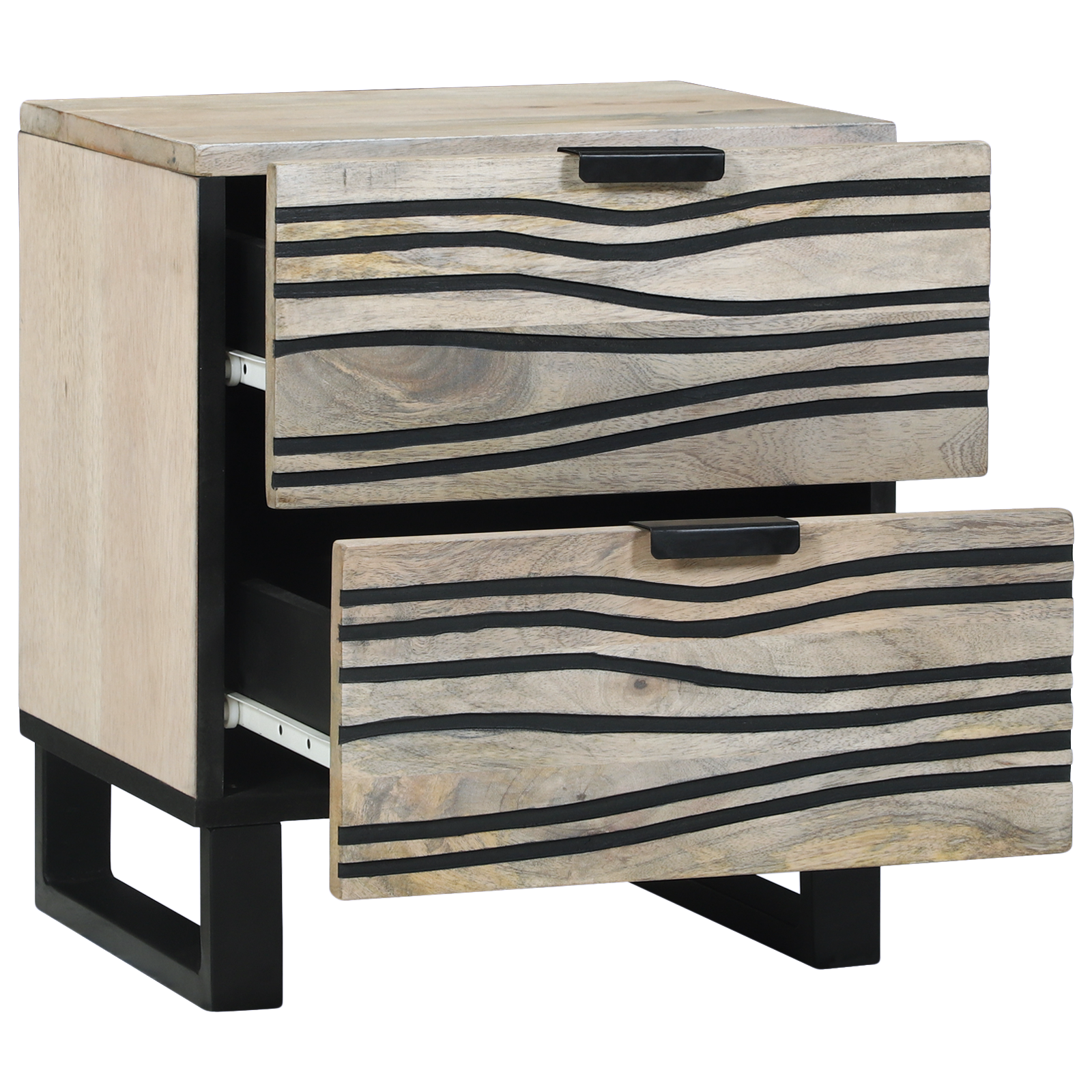 vidaXL Dulap de noapte cu sertar 2 pcs Alb și negru 40 x 33 x 46 cm vidaXL Dulap de noapte cu sertar 2 pcs Alb și negru 40 x 33 x 46 cm