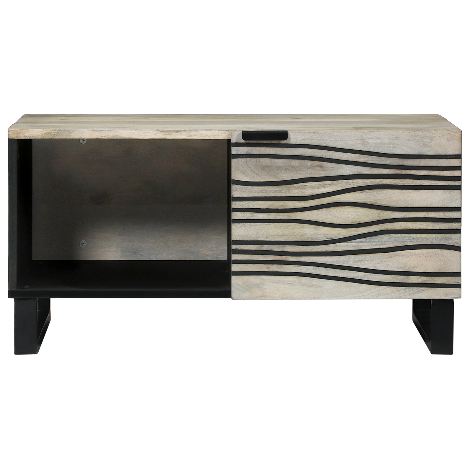 vidaXL Masă de cafea Alb, Negru 80 x 50 x 40 cm Lemn de mango solid vidaXL Masă de cafea Alb, Negru 80 x 50 x 40 cm Lemn de mango solid