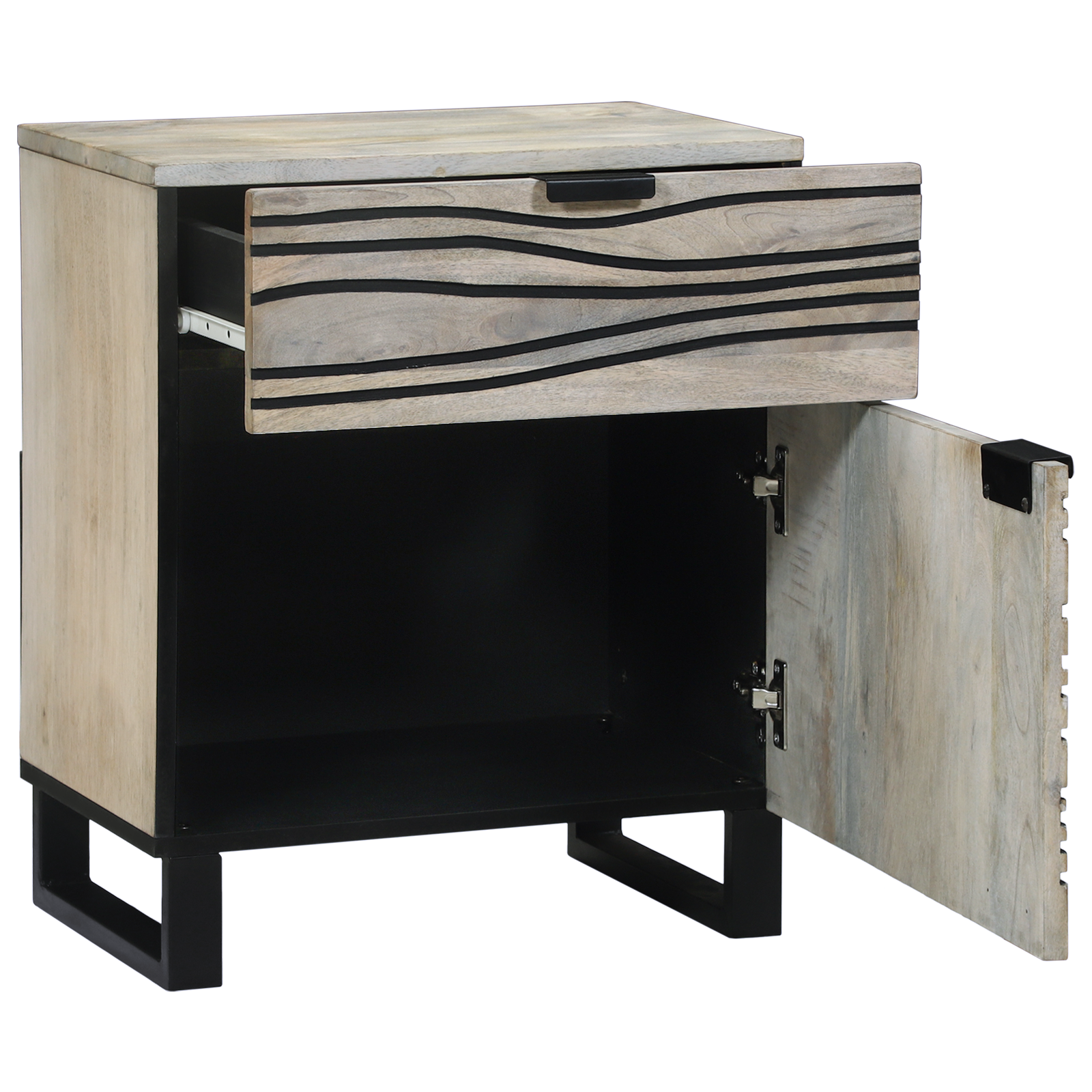 vidaXL Dulap de noapte cu sertar Alb și negru 50 x 33 x 60 cm vidaXL Dulap de noapte cu sertar Alb și negru 50 x 33 x 60 cm
