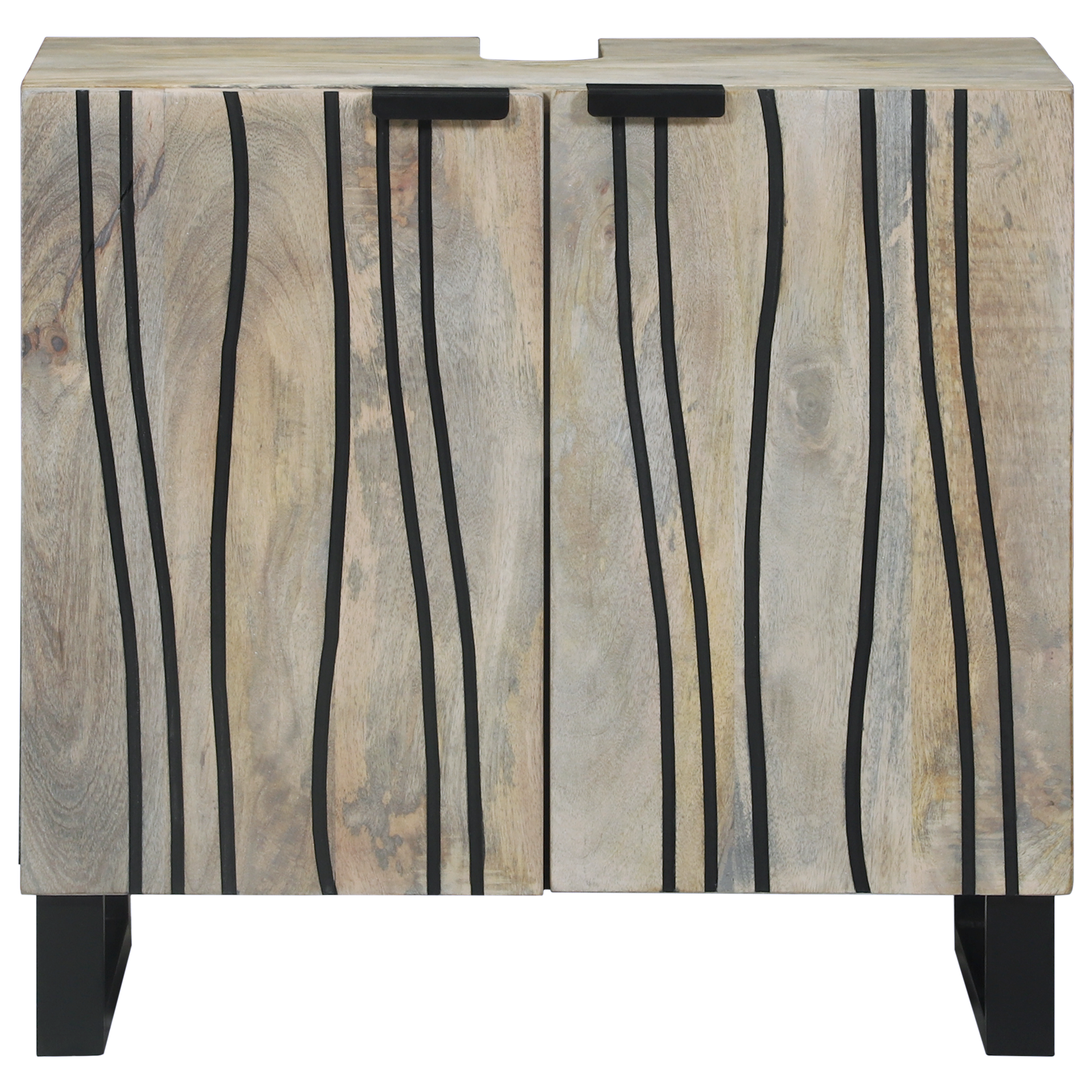 vidaXL Dulap de chiuvetă cu raft cu ușă Maro și negru 62 x 33 x 58 cm vidaXL Dulap de chiuvetă cu raft cu ușă Maro și negru 62 x 33 x 58 cm