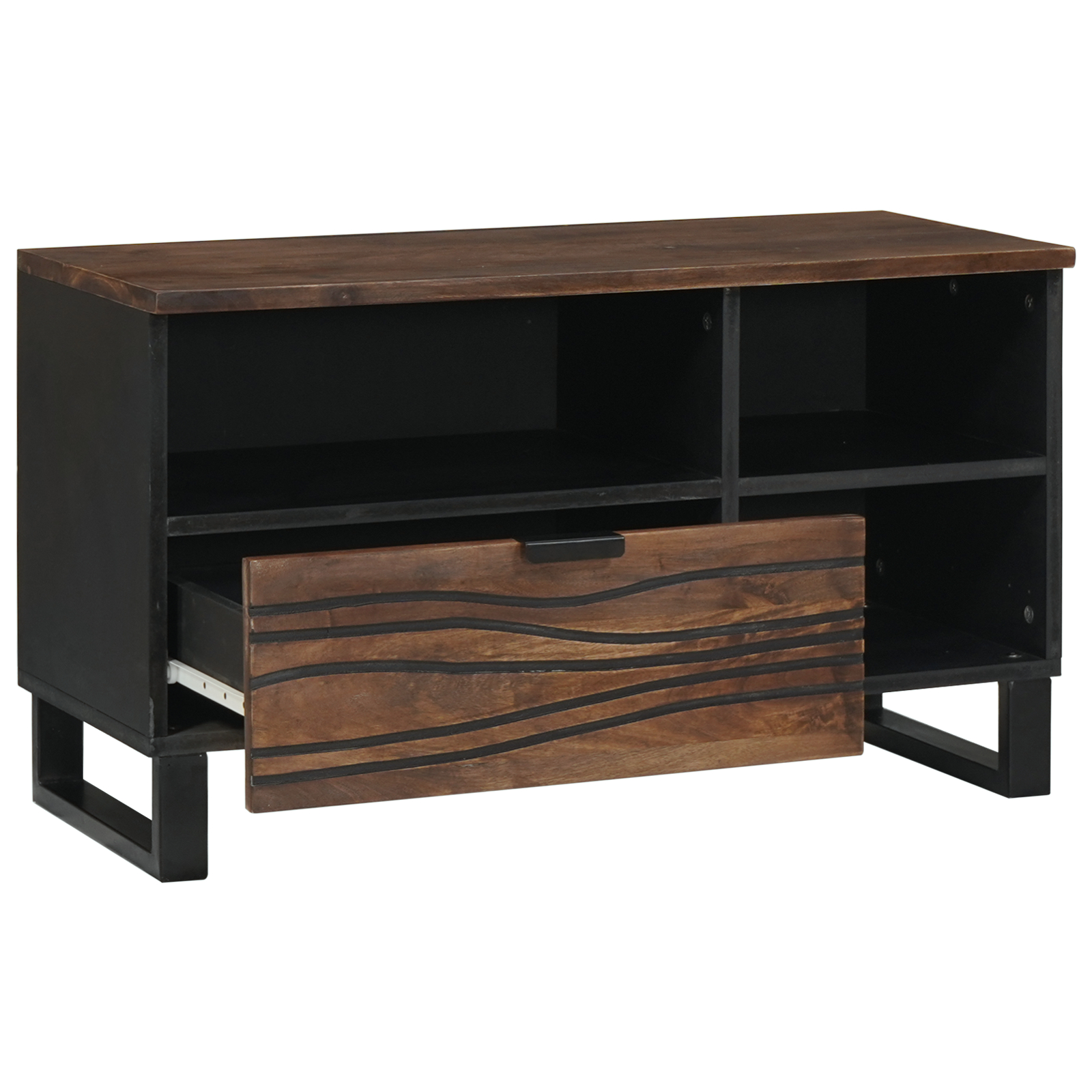 vidaXL Cabinet TV - 80x33.5x46 cm, din lemn masiv și lemn stratificat. vidaXL Cabinet TV - 80x33.5x46 cm, din lemn masiv și lemn stratificat.