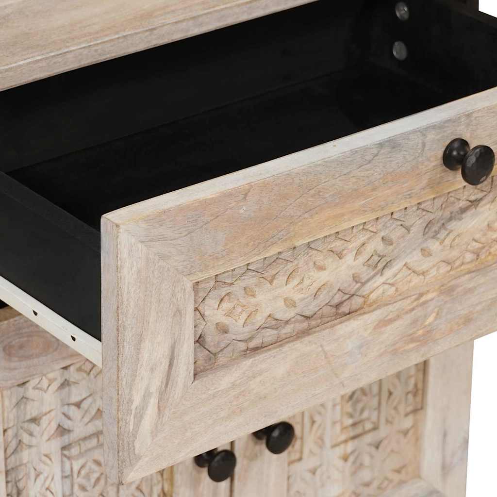 vidaXL Dulap de noapte cu ușă Bej 50 x 33 x 60 cm Lemn masiv de acacia