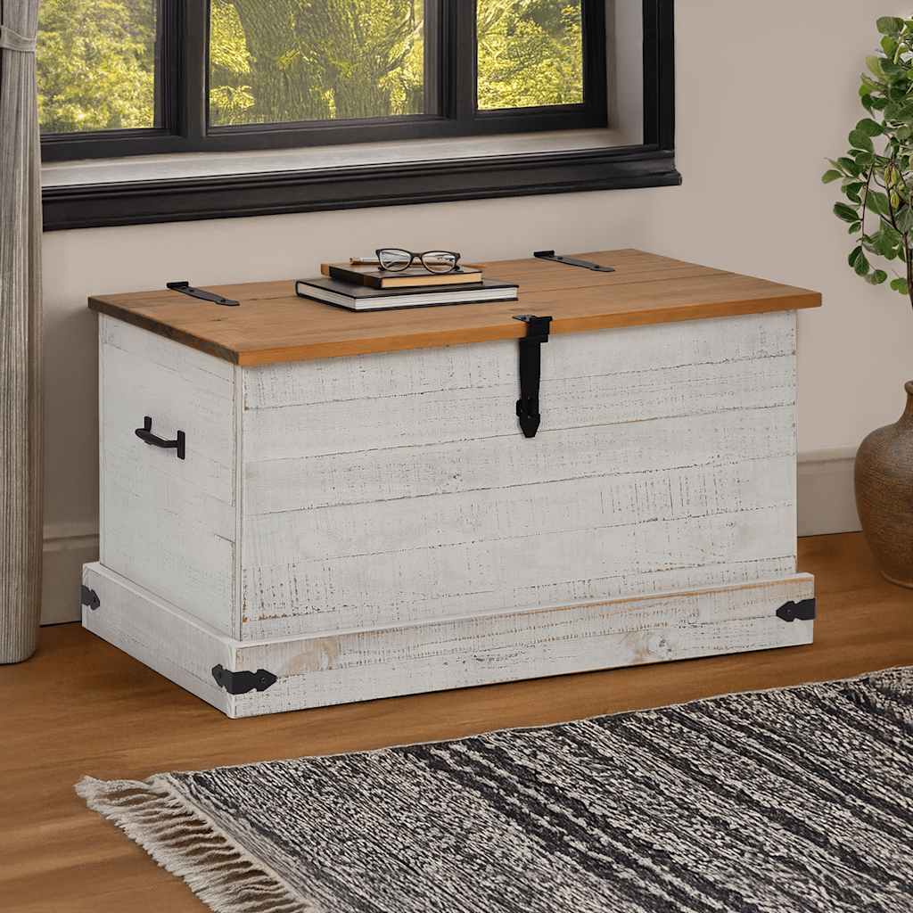 vidaXL Cufă de depozitare HALDEN alb 91x48x47 cm lemn masiv de pin vidaXL Cufă de depozitare HALDEN alb 91x48x47 cm lemn masiv de pin