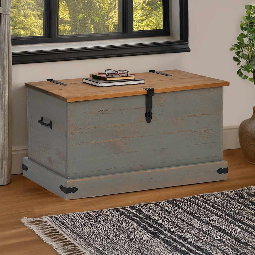 vidaXL Cufă de depozitare HALDEN gri 91x48x47 cm lemn masiv de pin vidaXL Cufă de depozitare HALDEN gri 91x48x47 cm lemn masiv de pin