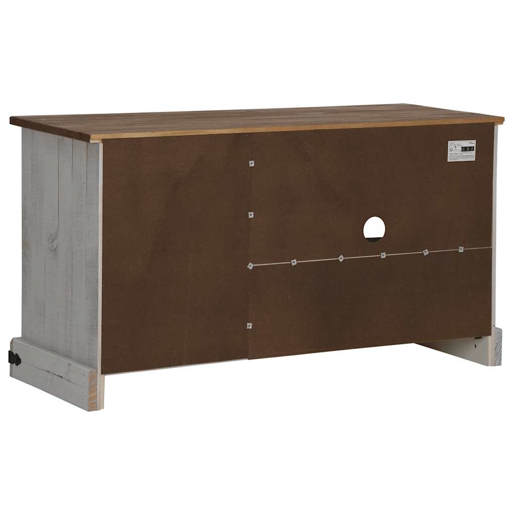 vidaXL Dulap TV HALDEN cu ușă glisantă alb 110x40x60 cm lemn masiv