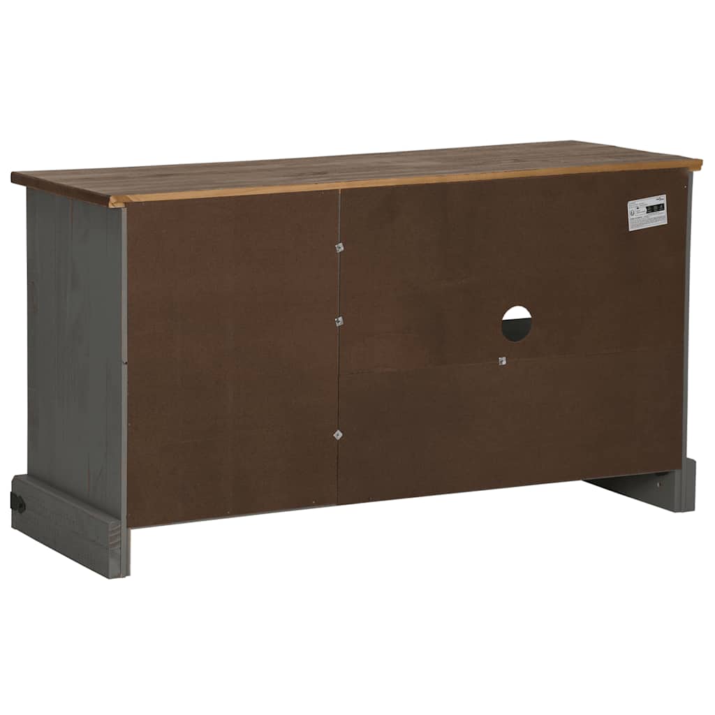 vidaXL Dulap TV HALDEN cu uşă glisantă gri 110x40x60 cm lemn masiv