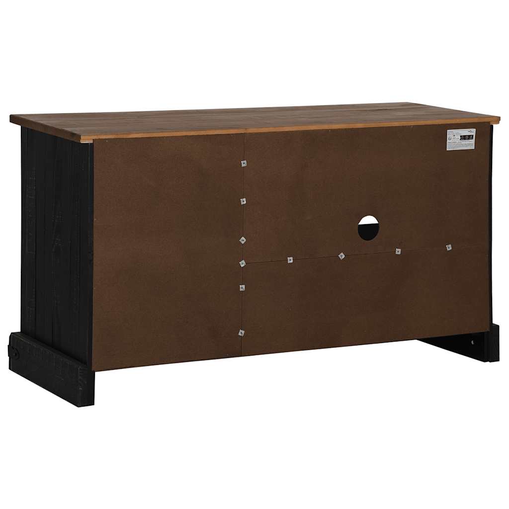 vidaXL Dulap TV HALDEN cu uşă glisantă negru 110x40x60 cm lemn masiv
