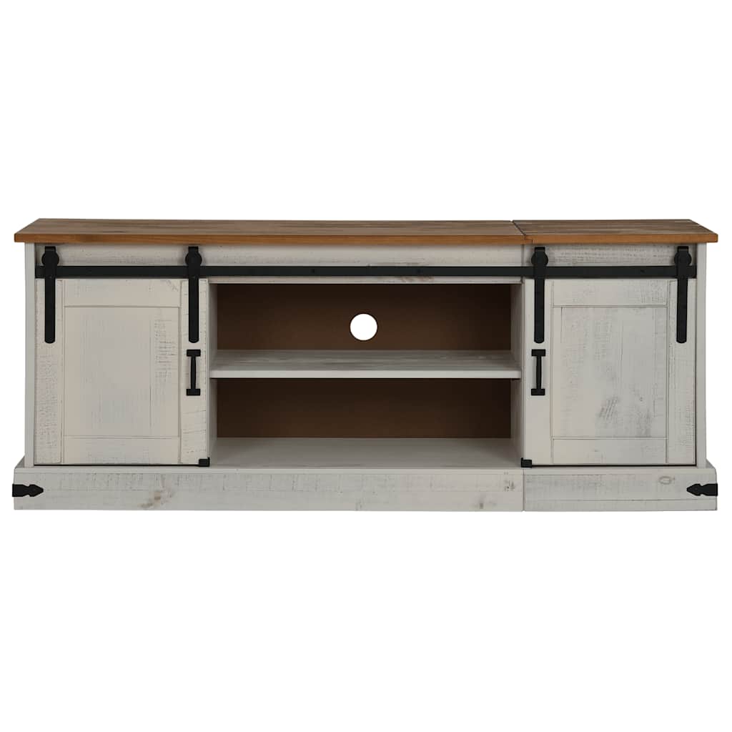 vidaXL Dulap TV HALDEN 2 uși glisante alb 150x40x60 cm lemn masiv