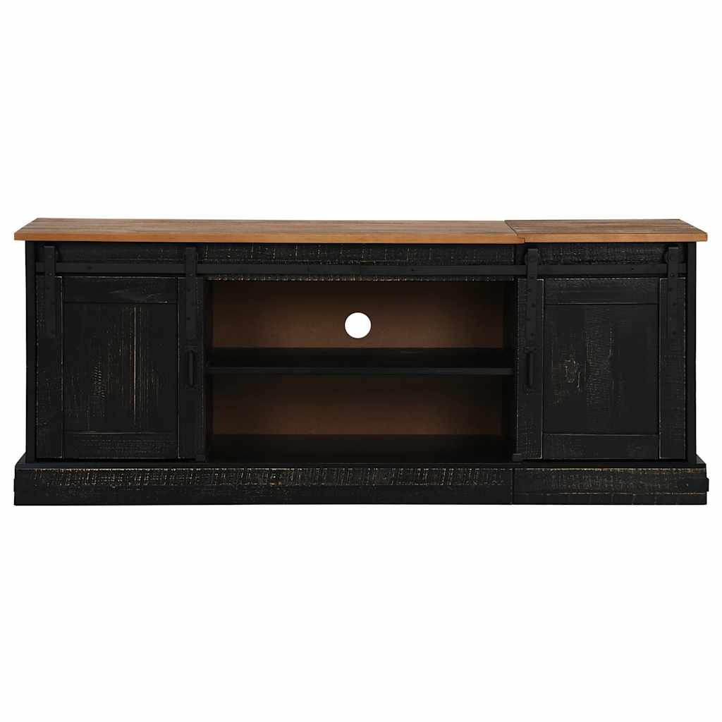 vidaXL Dulap TV HALDEN 2 usi glisante negru 150x40x60 cm lemn masiv