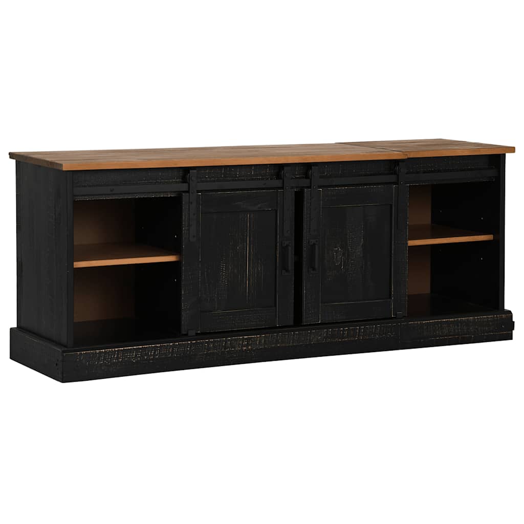 vidaXL Dulap TV HALDEN 2 usi glisante negru 150x40x60 cm lemn masiv