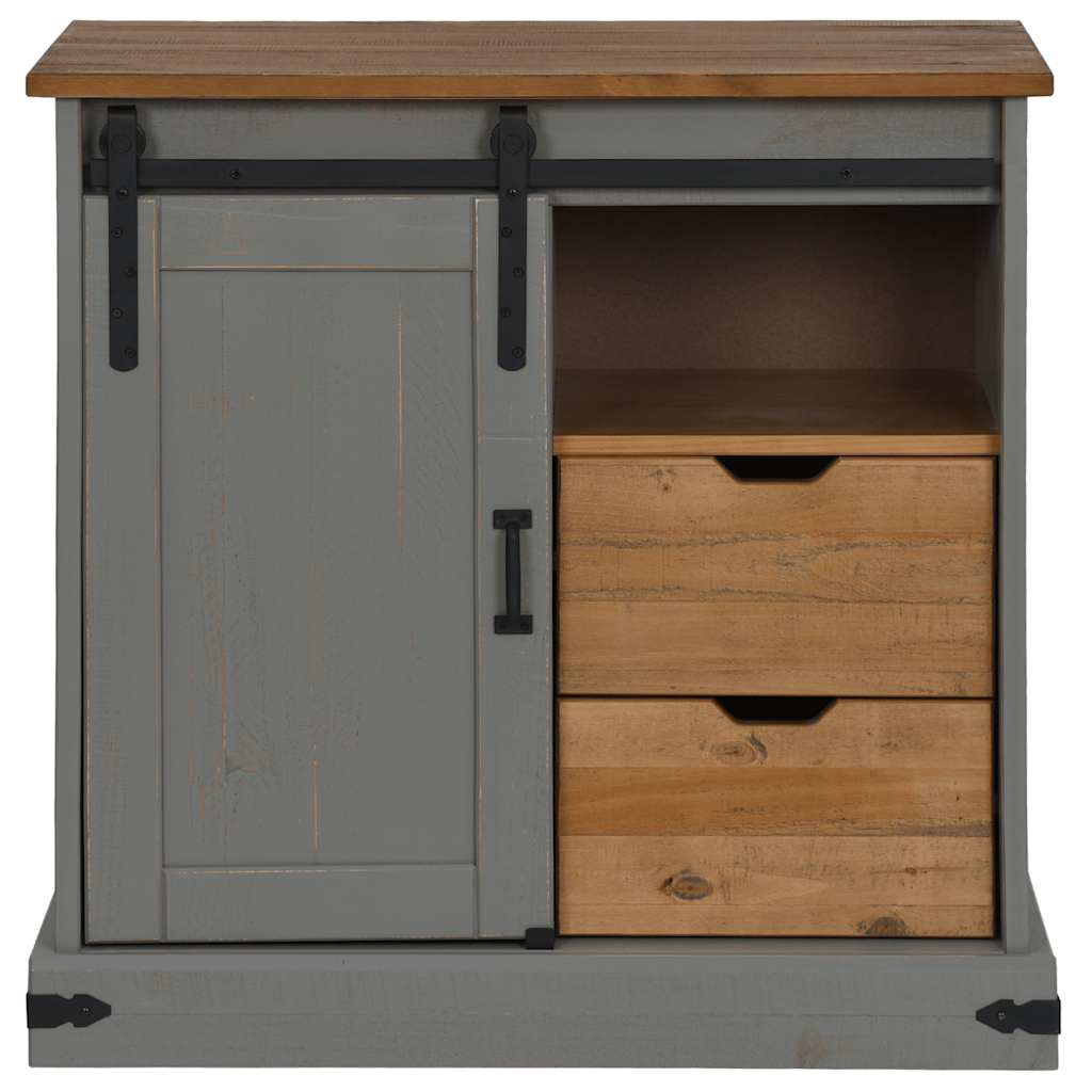 vidaXL Comodă HALDEN cu uşă glisantă gri 80x40x80 cm lemn masiv vidaXL Comodă HALDEN cu uşă glisantă gri 80x40x80 cm lemn masiv