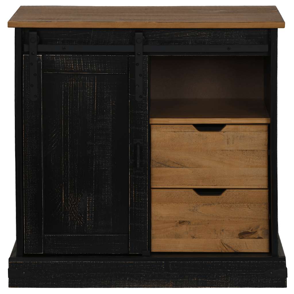 vidaXL Bufetă HALDEN cu uşă glisantă neagră 80x40x80 cm lemn masiv