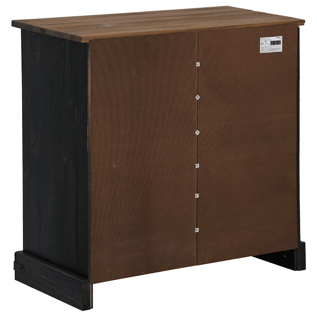 vidaXL Bufetă HALDEN cu uşă glisantă neagră 80x40x80 cm lemn masiv