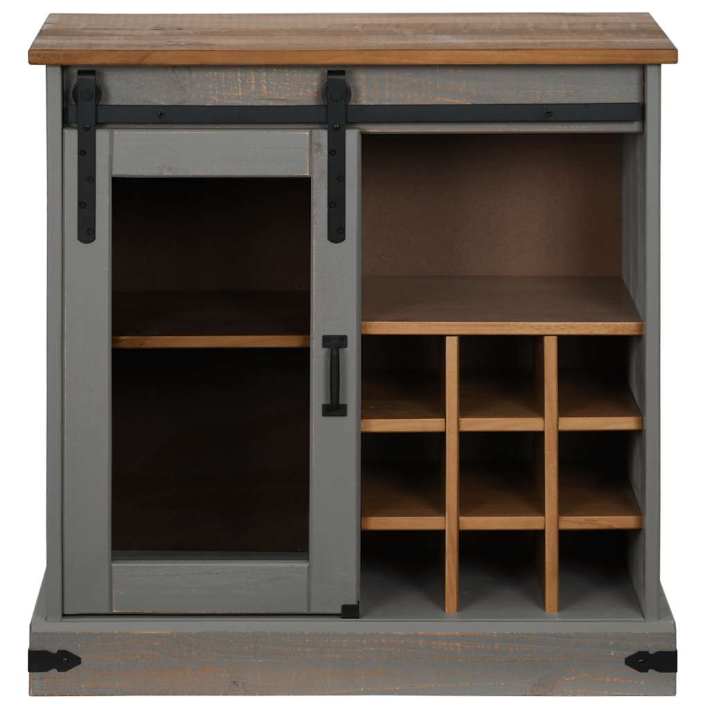 vidaXL Comodă HALDEN cu uşă glisantă gri 80x40x80 cm lemn masiv vidaXL Comodă HALDEN cu uşă glisantă gri 80x40x80 cm lemn masiv