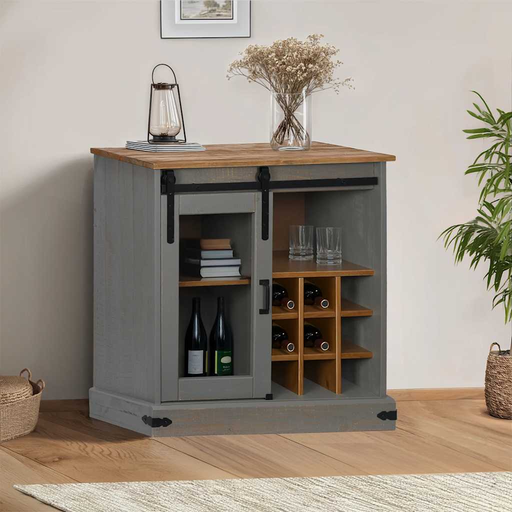 vidaXL Comodă HALDEN cu uşă glisantă gri 80x40x80 cm lemn masiv vidaXL Comodă HALDEN cu uşă glisantă gri 80x40x80 cm lemn masiv