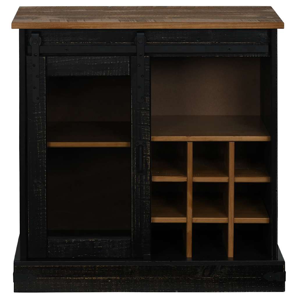 vidaXL Bufetă HALDEN cu uşă glisantă neagră 80x40x80 cm lemn masiv