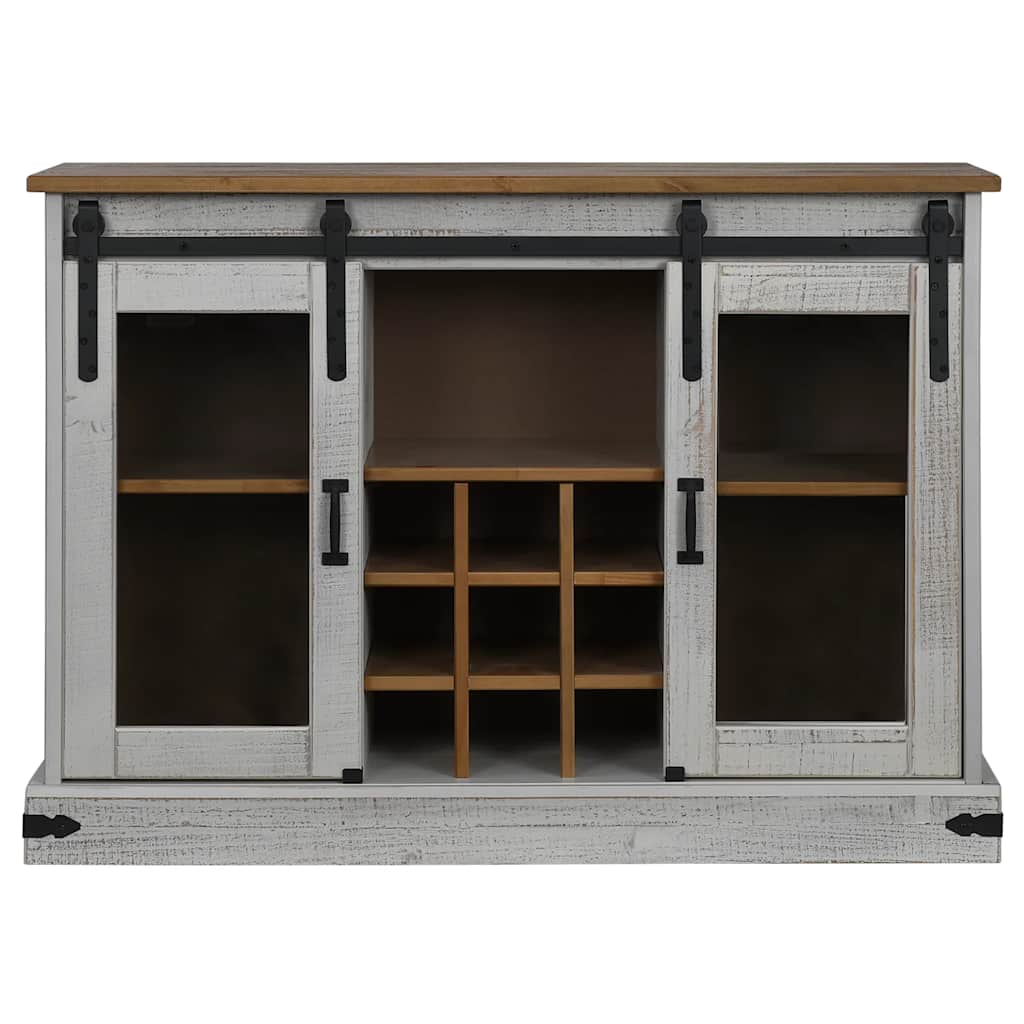 vidaXL Bufetă HALDEN 2 uși glisante alb 112x40x80 cm lemn masiv