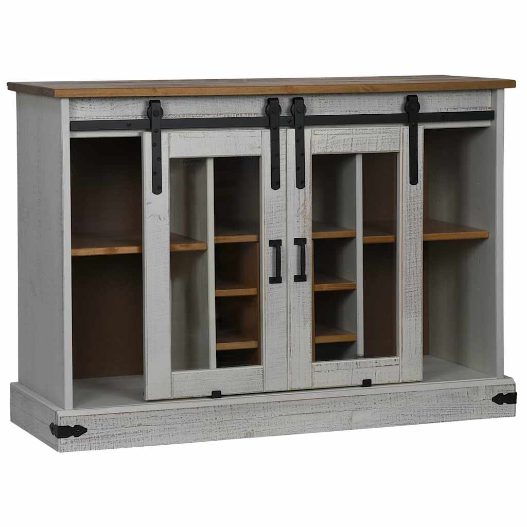 vidaXL Bufetă HALDEN 2 uși glisante alb 112x40x80 cm lemn masiv