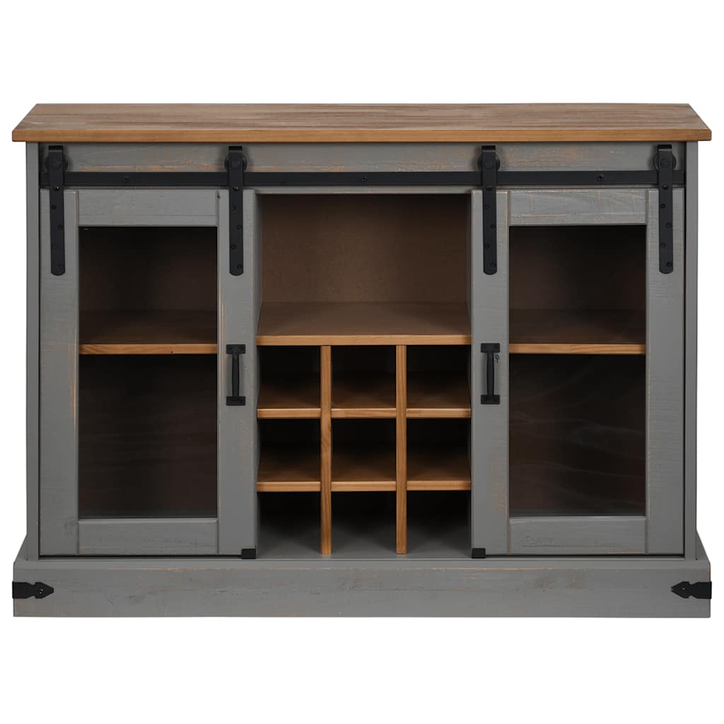 vidaXL Bufetă HALDEN 2 uși glisante gri 112x40x80 cm lemn masiv