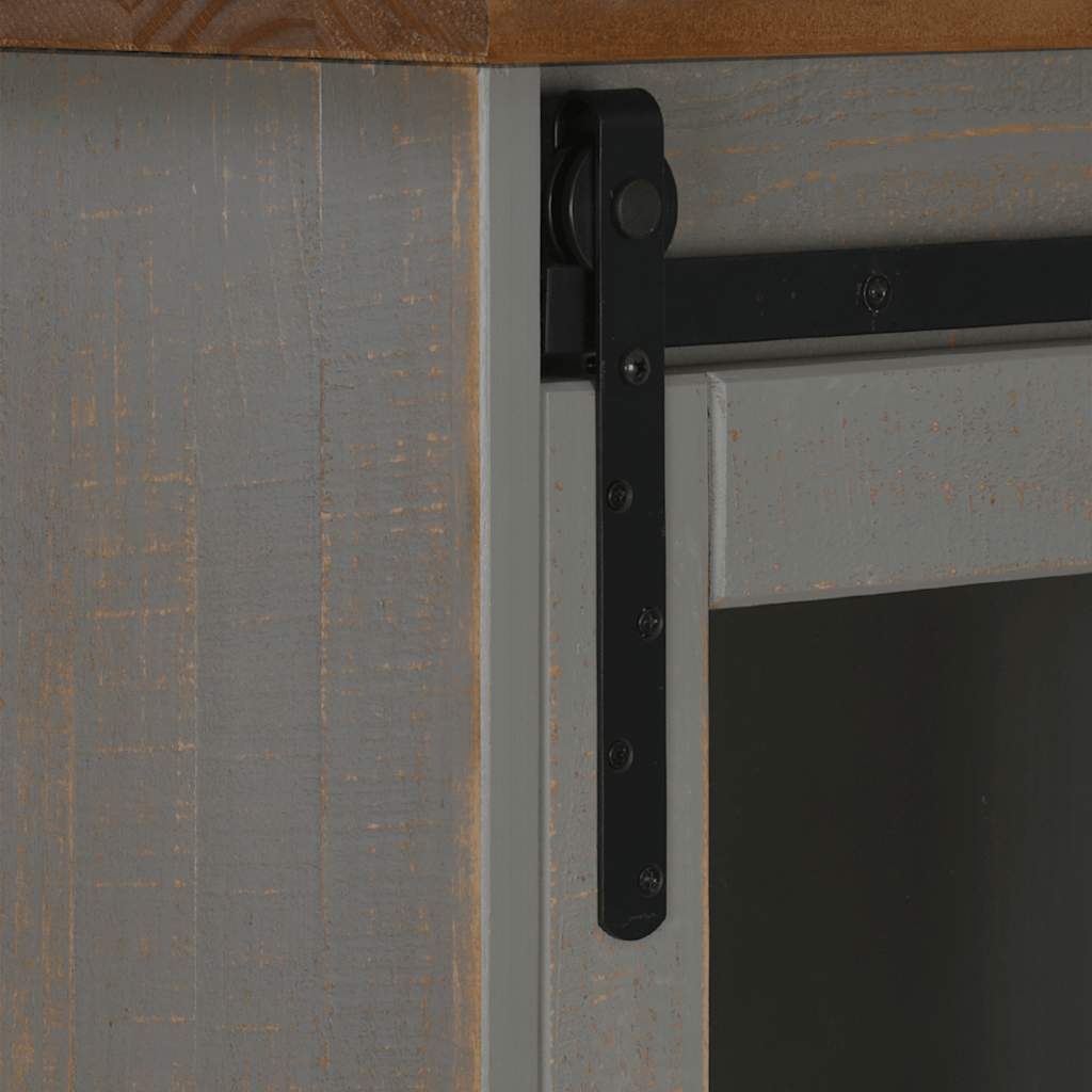 vidaXL Bufetă HALDEN 2 uși glisante gri 112x40x80 cm lemn masiv