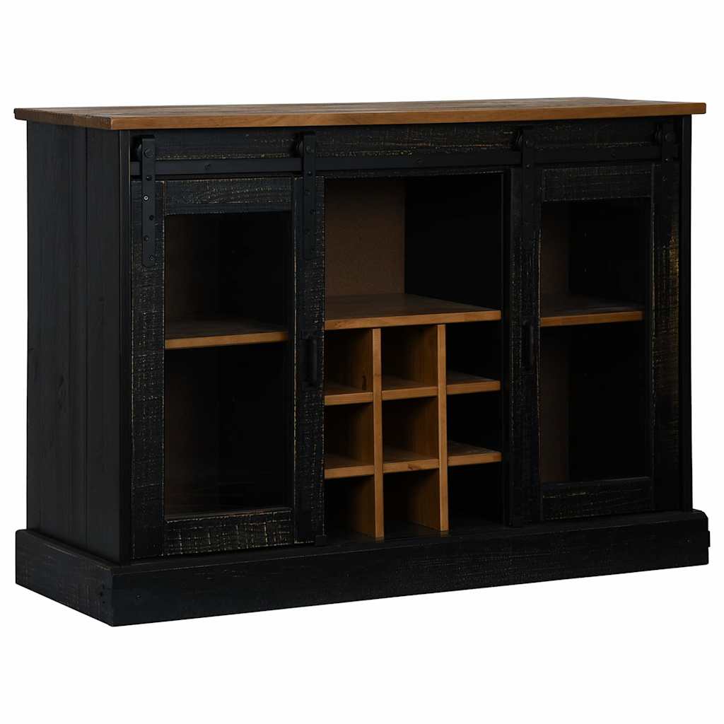 vidaXL Bufetă HALDEN 2 uși glisante negru 112x40x80 cm lemn masiv vidaXL Bufetă HALDEN 2 uși glisante negru 112x40x80 cm lemn masiv