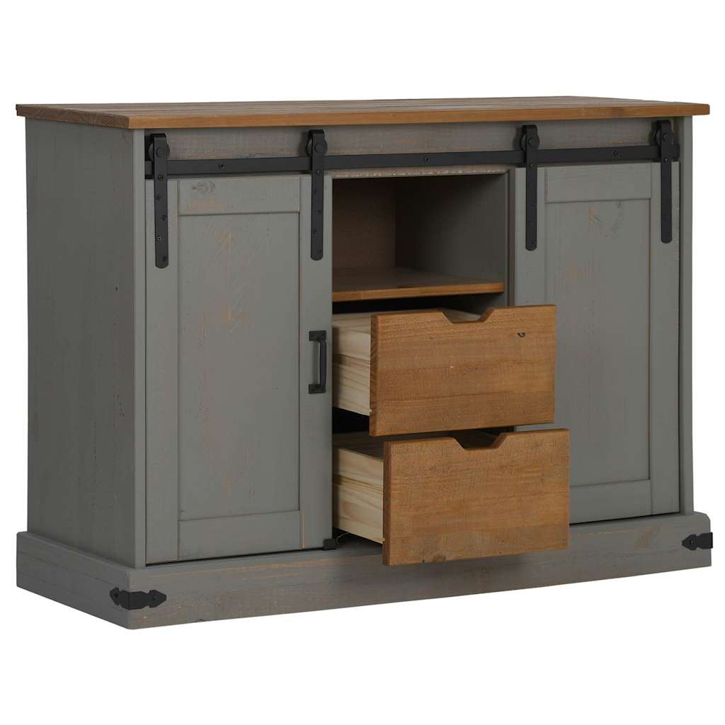 vidaXL Bufetă HALDEN 2 uși glisante gri 112x40x80 cm lemn masiv